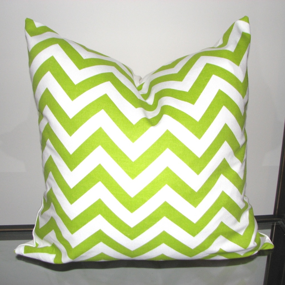 Green/White Chevron Designer Throw Pillow